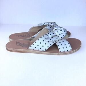 Ancient Greek Sandals Polka Dot Bow Size 39 Criss Cross Black White 8.5